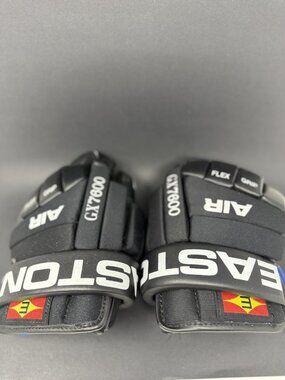 Vtg Easton AIR GX7800 Black Hockey Gloves Flex Grip Size L Black